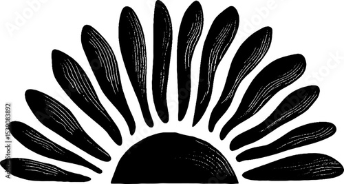 Minimalist black and white shell arc design for modern banners and abstract art projects