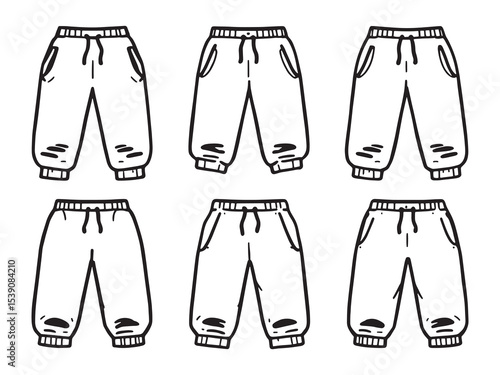 Comfortable sweatpants fashion line art drawing