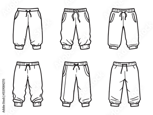 Casual sweatpants vector line illustration