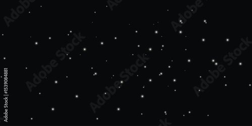 an abstract design with scattered white dots on a black background, reminiscent of a starry sky or snowfall. The dots are unevenly distributed, creating the effect of depth and space.