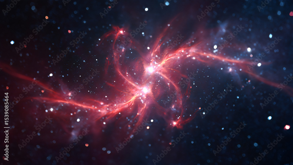 Fototapeta premium Abstract cosmic nebula red and blue space background