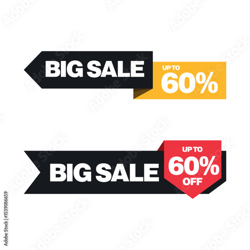 Promotional banners with discount offer: Two visually striking promotional banners showcasing a bold "BIG SALE" message with a significant discount of "UP TO 60% OFF".