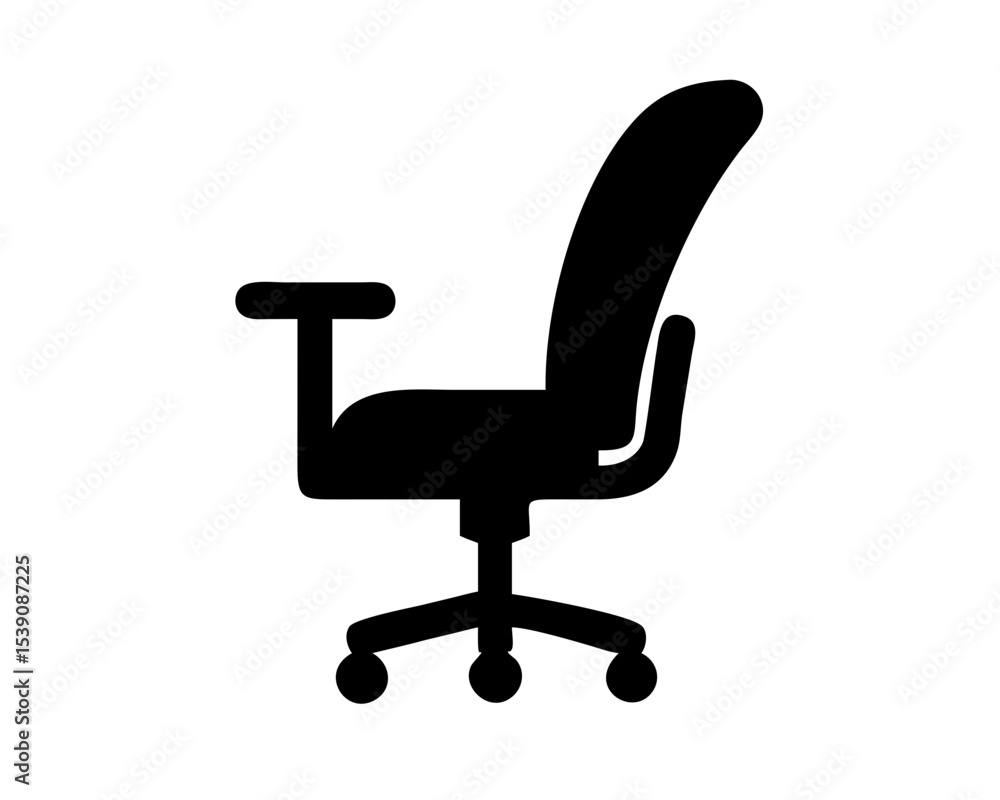 Soft Office Chair Icon Vector | Side View Silhouette | Ergonomic Seat Pictogram | Minimalist Furniture Symbol Soft Office Chair Icon Vector | Side View Silhouette | Ergonomic Seat Pictogram | Minimalist Furniture Symbol