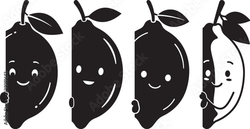 Peeking Lemon Sweet Smile vector illustration