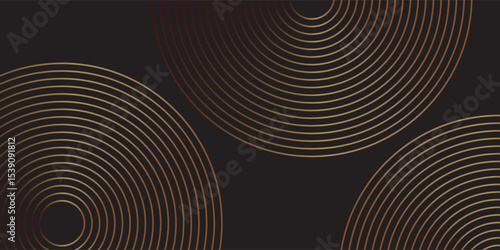 Simple black gold abstract background with circle line motif