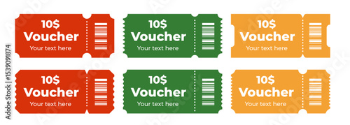Voucher set featuring colorful designs for promotions and discounts
