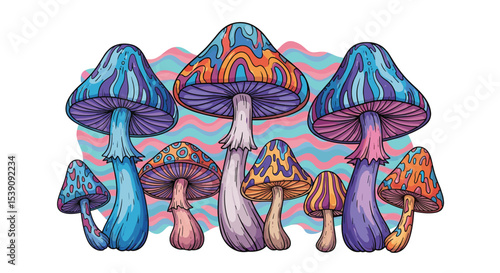 Fantastic Fungi a Colorful Collection of Enchanted Mushrooms in a Whimsical Forest