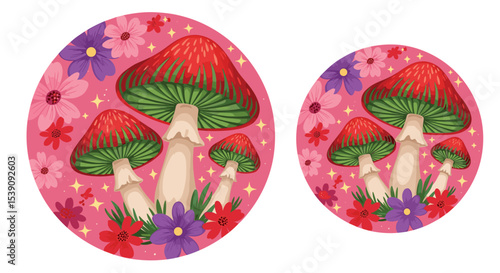 Enchanted Forest Fungi Delight A Whimsical Journey Through a Colorful Mushroom Garden