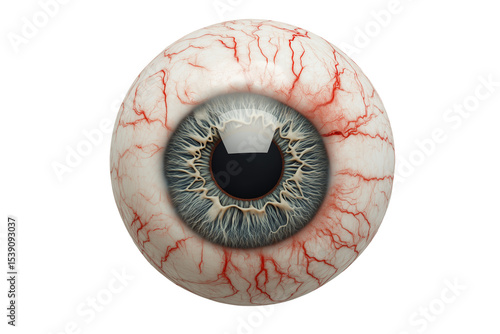 Monster eyeball with veins isolated on a transparent background