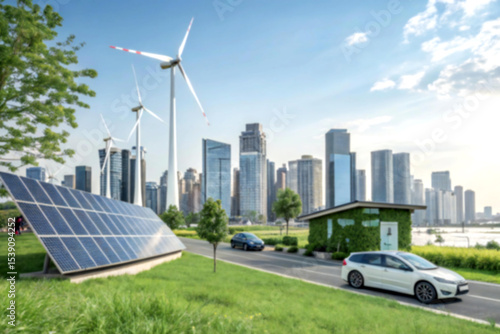 Green Eco City Vector Illustration