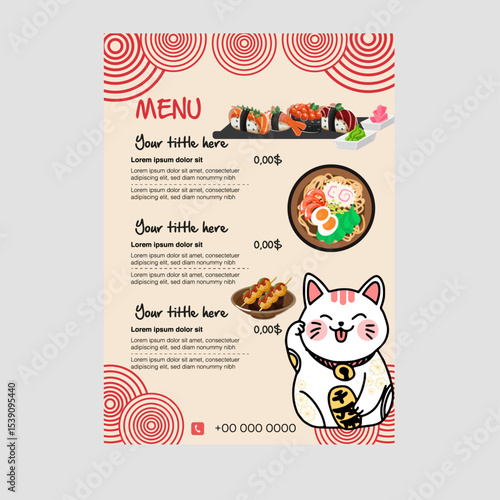 Japanese restaurant menu template design