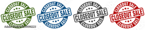 closeout sale stamp. closeout sale round stamp set isolated on white background