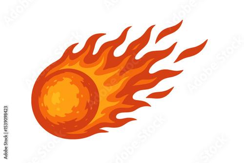 The image of a fireball engulfed in radiant flames set against a pristine white background symbolizes the potent forces of heat, energy, and combustive processes