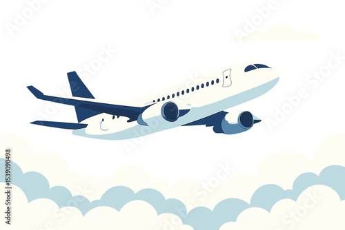 A vector background template featuring an airplane flying in the blue sky above the clouds is suitable for webpage headers or travel advertisements