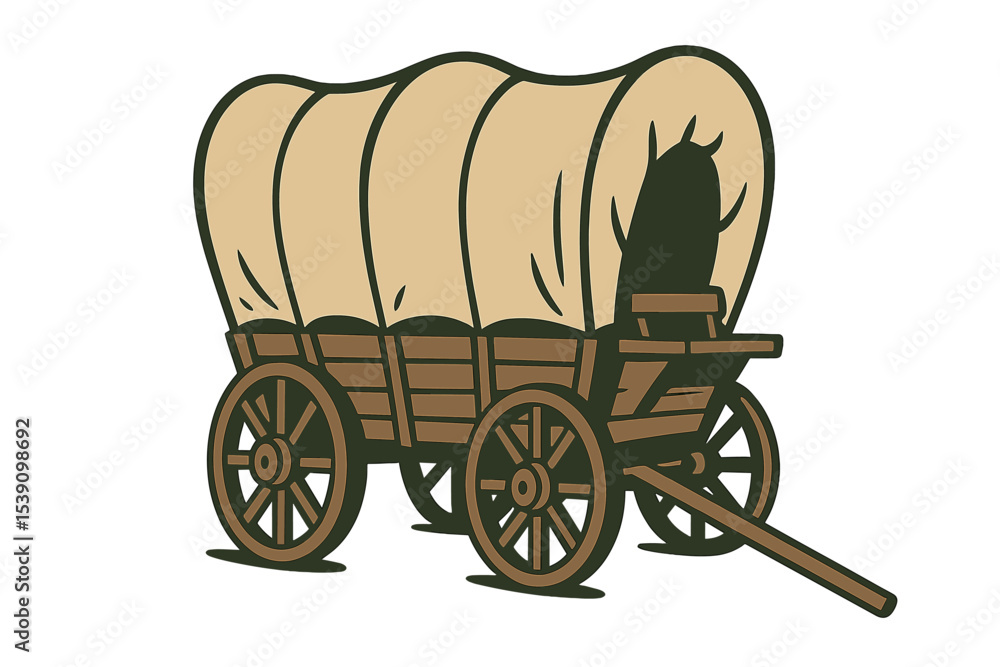 Fototapeta premium A vintage covered wagon represents the pioneering spirit on the Oregon Trail