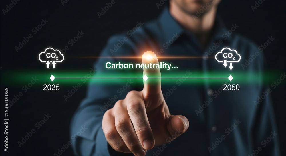 Carbon neutrality concept. Hand touching increasing arrow with carbon reduction for decrease CO2 or carbon neutral by 2050. Carbon footprint, Net Zero, Climate change, Global warming, CO2 emissions, Carbon neutrality concept. Hand touching increasing arrow with carbon reduction for decrease CO2 or carbon neutral by 2050. Carbon footprint, Net Zero, Climate change, Global warming, CO2 emissions,