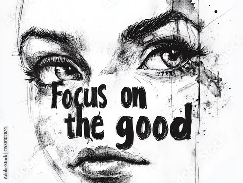 Hand-drawn Quote About Optimism in Black and White Art