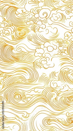 Unique Gold and White Wave Pattern in Japanese Style Design