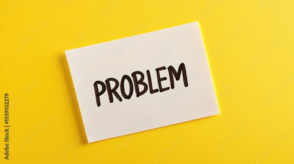 Sticky Note Labeled Problem on Vibrant Yellow Background Sticky Note Labeled Problem on Vibrant Yellow Background