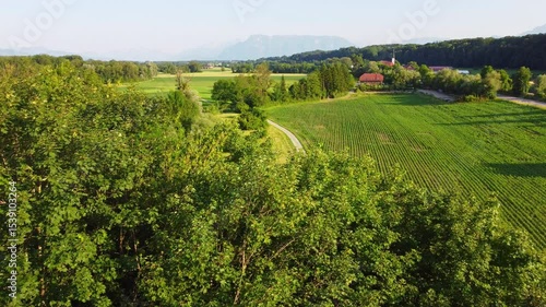 Wallpaper Mural Aerial view: small village in Berchtesgadener land at sunset Torontodigital.ca
