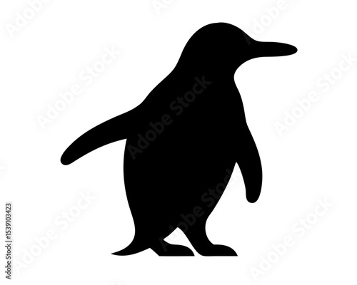 Minimalist Penguin Icon | Solid Black Bird Silhouette | Cold Climate Animal | Isolated Vector Illustration