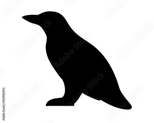 Minimalist Penguin Icon | Solid Black Bird Silhouette | Cold Climate Animal | Isolated Vector Illustration