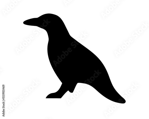 Minimalist Penguin Icon | Solid Black Bird Silhouette | Cold Climate Animal | Isolated Vector Illustration