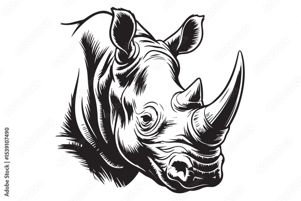 Fototapeta premium Powerful Rhino Head Vector Illustration