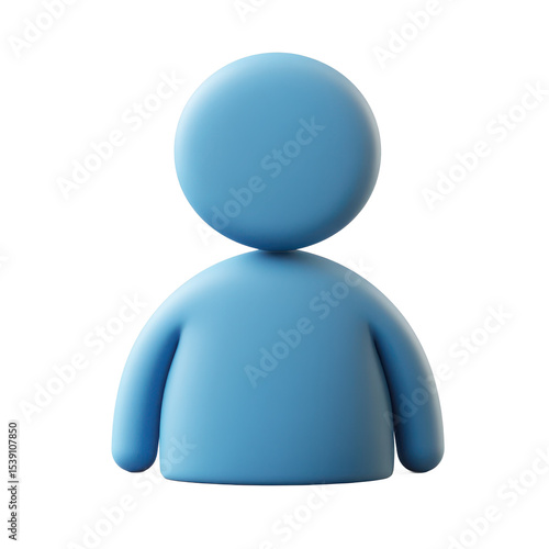 Simple blue 3d person icon isolated on transparent background