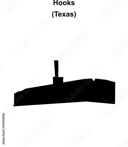 Hooks (Texas) blank outline map