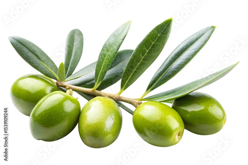 Wallpaper Mural green olives with leaves on a branch isolated image on transparent Torontodigital.ca