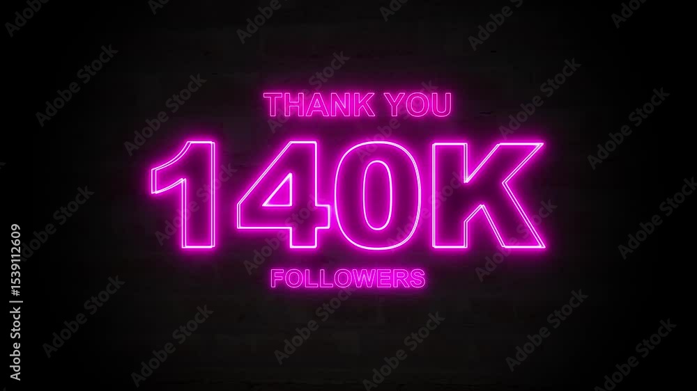 Thank you 120K followers. 120,000 followers realistic neon sign on the brick wall animation. confetti party effects, social media milestone motion graphics animation. Thank you 120K followers. 120,000 followers realistic neon sign on the brick wall animation. confetti party effects, social media milestone motion graphics animation.