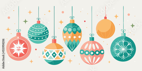 Festive and charming christmas ornaments in a summer vacation illustration set design for holiday decorations and winter season greetings for graphic projects