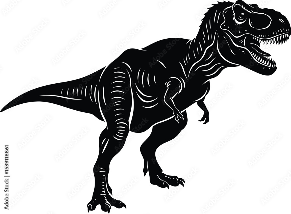 T-Rex Tyrannosaurus Rex Silhouette Vector - Fierce Dinosaur Icon T-Rex Tyrannosaurus Rex Silhouette Vector - Fierce Dinosaur Icon
