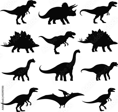 Dinosaur Silhouette Vector - Prehistoric Animal Icon