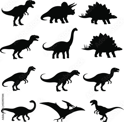 Dinosaur Silhouette Vector - Prehistoric Animal Icon
