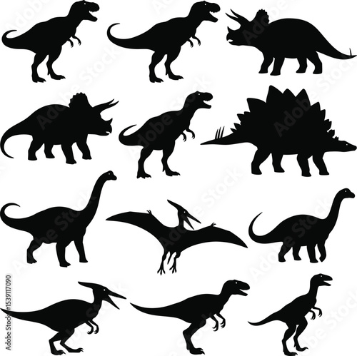 Dinosaur Silhouette Vector - Prehistoric Animal Icon