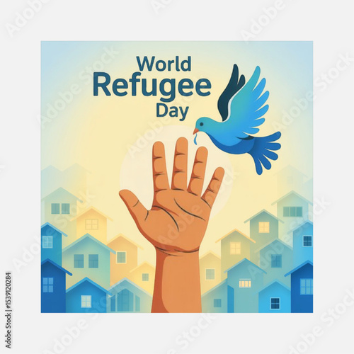 World Refugee Day Concept Design – Hope, Freedom & Humanity