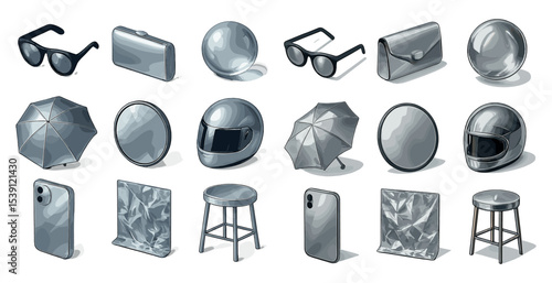 Fashion accessories isometric icons set – 3d, style, wearables decor symbols