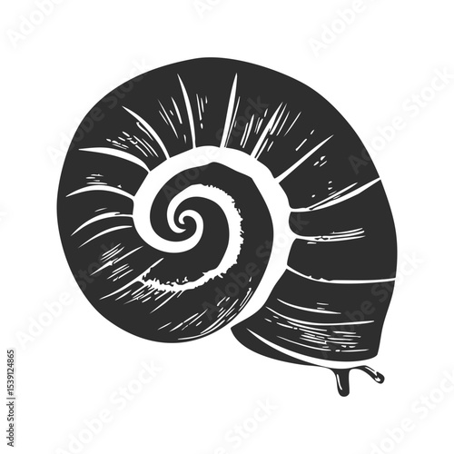 Snail Shell Spiral Silhouette Illustration. Nature'S Geometry And Growth Patterns. Isolated Vector Illustration