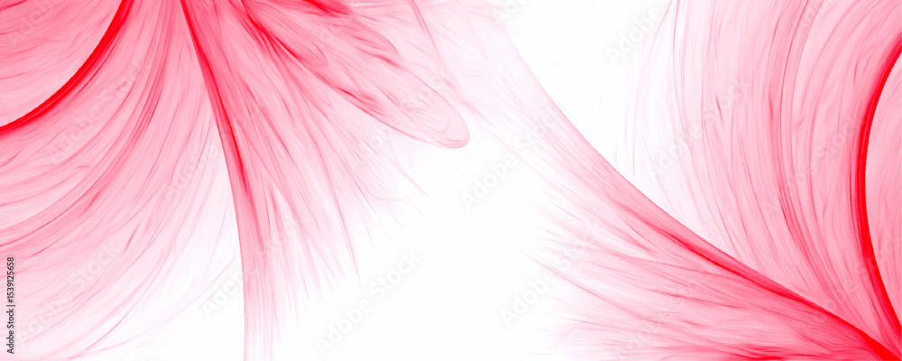 Obraz premium Pink abstract wave line hair texture line art background. Vibrant pink, white abstract fractal art with delicate flowing lines, ethereal feathery textures and Dynamic Movement, Dreamlike Digital art 