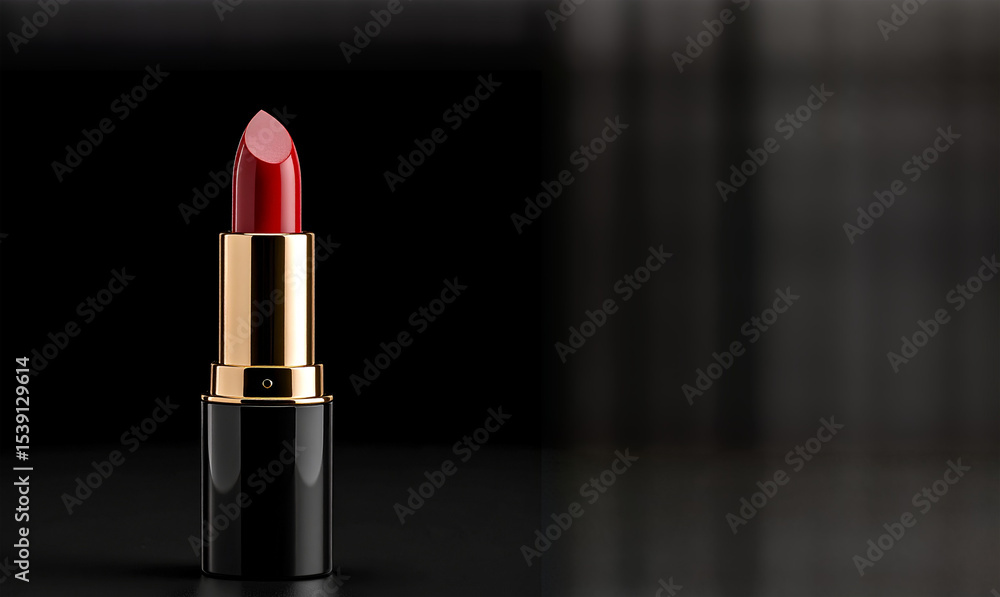 Red lipstick on black background Red lipstick on black background