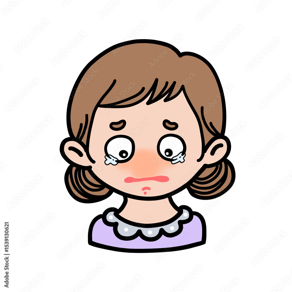 Sad Girl with Tears – Emotional Cartoon Character Sad Girl with Tears – Emotional Cartoon Character