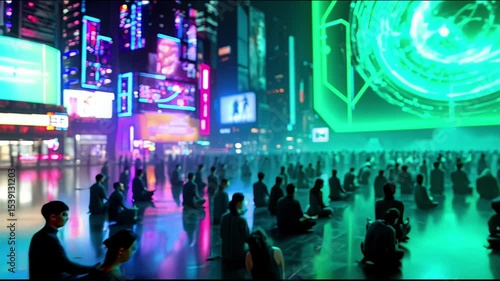 Wallpaper Mural The image shows a group of people sitting on the floor in front of a large screen Torontodigital.ca