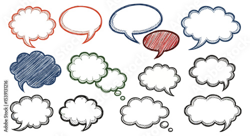 Hand-Drawn Speech Bubbles A Collection of Sketch Style Dialogue Boxes