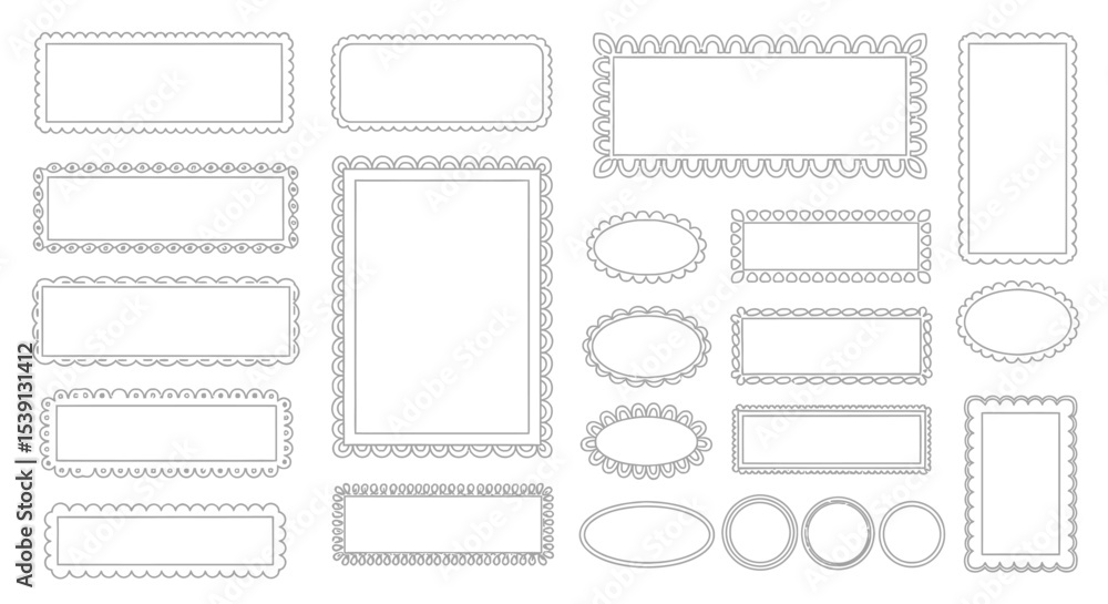 Obraz premium Collection of Decorative Frames Rectangular, Oval, and Square Border Designs for Digital Art and Crafts
