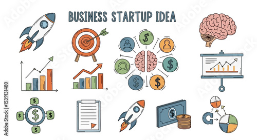 Business Startup Idea Icons and Graphics for Entrepreneurs