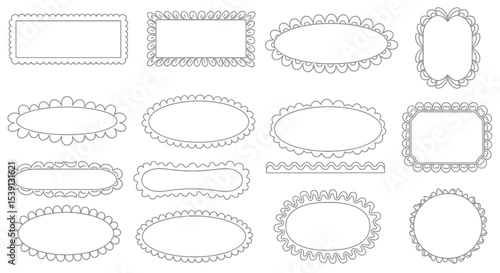 Collection of Decorative Frames Oval, Rectangular, and Scalloped Borders