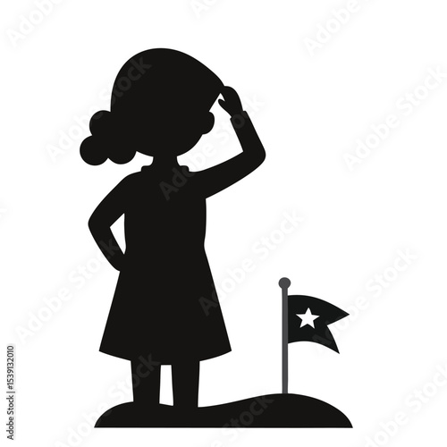 Girl Saluting Flag During Morning Prayer