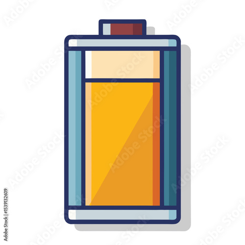 Illustration of a battery icon representing energy level with a White background